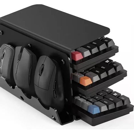 Support de clavier transparent à trois couches en acrylique, support de rangement de bureau, support inclinable, support de rangement pour souris