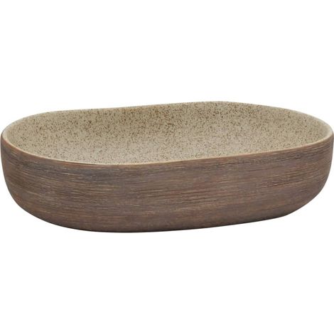 Maison Exclusive - Lavabo da Appoggio Sabbia e Marrone Ovale 59x40x14 cm Ceramica