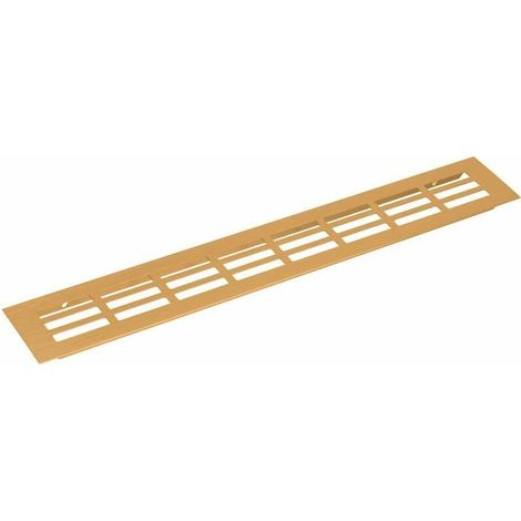 – Grille aération VMC rectangulaire 400 x 60mm – Métallique doré anodisé – Usage intérieur et extérieur – Avec trous pré-percés (1/2)