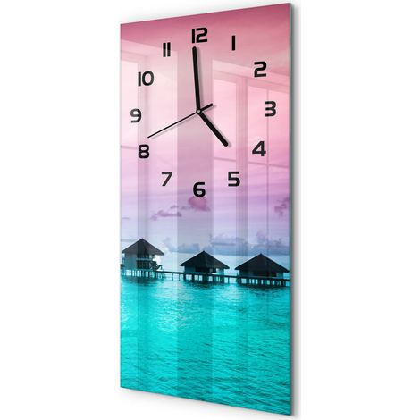 Horloge Murale Verticale Cadeau Original pour Maison Silencieuse Bungalows au bord de l'eau 30x60 cm (1/5)