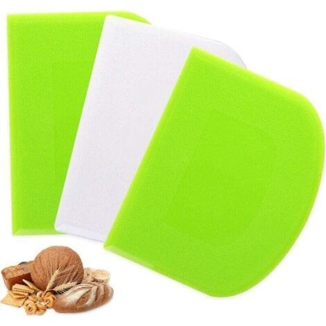 3 Pieces Pastry Horn, XU, Plastic Dough Scraper, 12x9.5cm Pastry Scraper for Kitchen, Pastry, Pancakes, Dough, Cheese (Green + White) - (1/4)