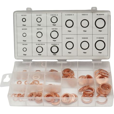 Kit rondelle in rame 5-17,5 mm 150 pezzi (1/4)
