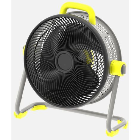 ABRILA - Ventilador Industrial Corintio 100W  3 Aspas  3 Velocidades  Orientable  62x63x25 cm  Amarillo/Negro (1/4)