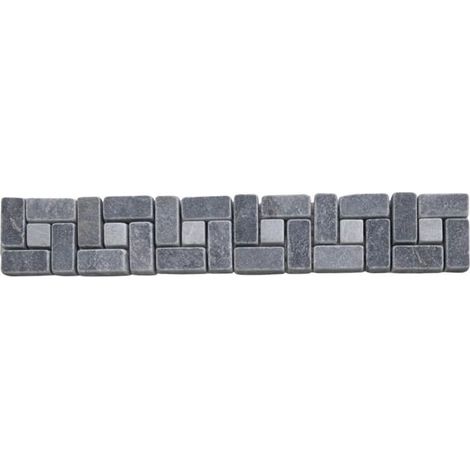 Listel de Mármol - ALBEDO PIERRE - Solto Mix AL-060 - Negro y Blanco - 30x1 cm - Mosaico Auténtico