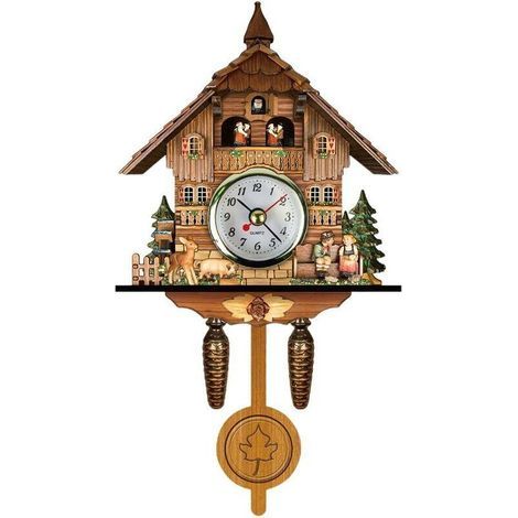 Horloge à coucou Antique en bois, horloge murale pour nichoir, décoration de maison, horloge à coucou suspendue, cloche à balanoire automatique, pendule, décoration de maison (1/5)
