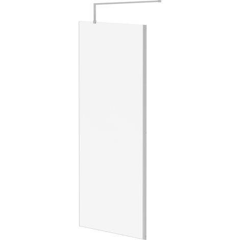 Pacco 8mm Clear Glass Polished Chrome 1850mm x 800mm Walk Shower Screen including Wall Channel and Support Bar (1/5)