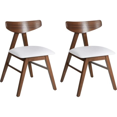 Conjunto de 2 sillas de comedor asiento acolchado tapizado de poliéster estructura de madera de caucho comedor cocina marrón oscuro y gris claro Lacota