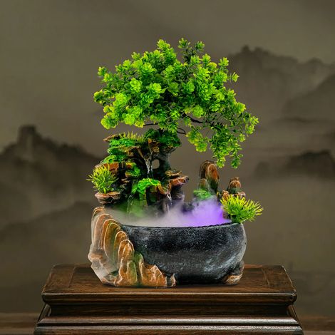 Fontaine de table avec éclairage LED, fontaine en résine pour la maison ou le bureau - 20×15×28cm, 220V (1/5)