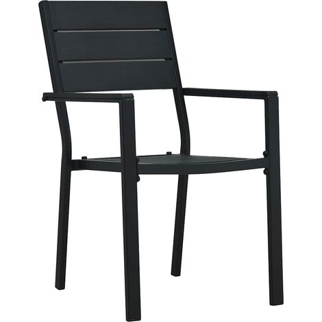 Maison Exclusive - Sedie da Giardino 2 pz Nere in HDPE Aspetto Legno (1/5)