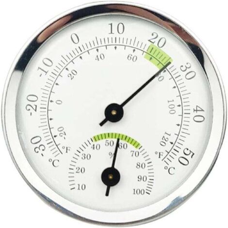 Thermometer-Hygrometer, Innen- und Außenthermometer, Feuchtigkeitssensor, misst Temperatur und Luftfeuchtigkeit im Gewächshaus – silbergrün (1/4)