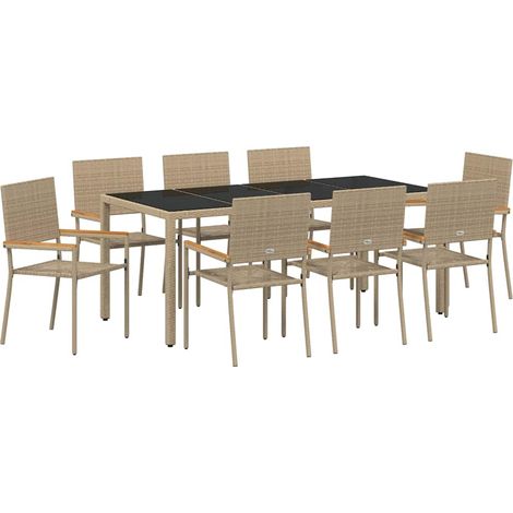 Maison Exclusive - Set da Pranzo per Giardino 9 pz Beige polyrattan (1/5)