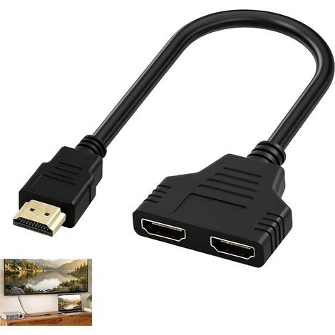Adaptateur Répartiteur HDMI 1 vers 2, Splitter HDMI Mâle vers Double HDMI Femelle 1080P, Câble Répartiteur HDMI, Câble Duplication Écran 30 cm, pour TV Moniteur Projecteur, Répartition Signal HDMI (1/5)