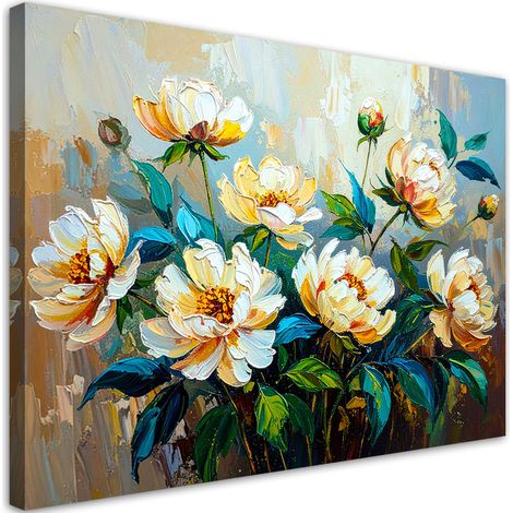 Quadro su tela, Mazzo di fiori Verde imitazione pittura - 60x40 (1/2)