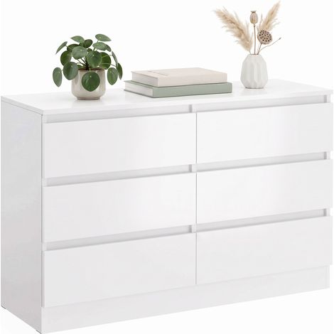 Beyamis Dressing 6 tiroirs pour chambre et salon, 100x35x69 cm, blanc (1/5)