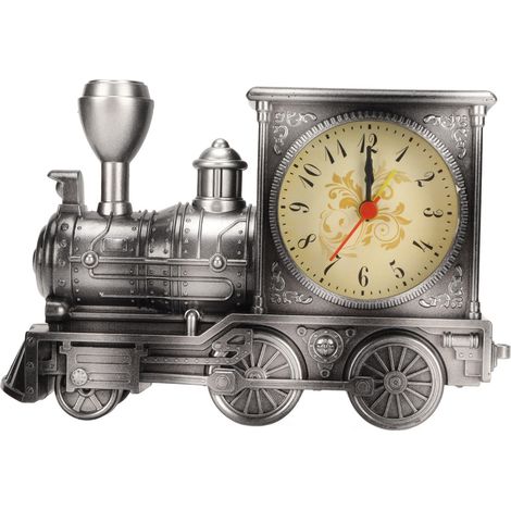 Réveil Vintage Style Train à Piles - Horloge de Bureau Rétro Décorative pour Enfants, Étudiants et Personnes Âgées (1/5)