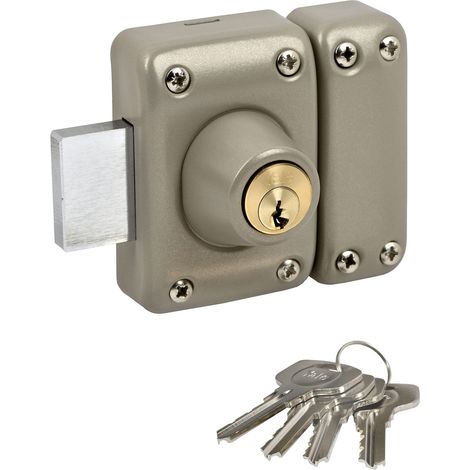 Verrou de Porte Double Cylindre Ouverture à Clé Intérieur Extérieur Cylindre diamètre 23 mm Longueur 45 mm 5 goupilles Protection Anti arrachement 4 clés Beige (1/5)