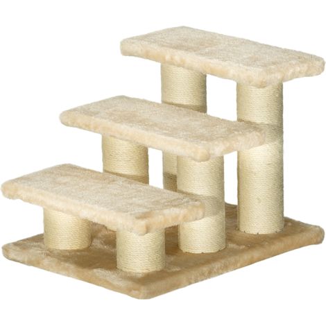 Pet Stairs 3step Pet Ladder Cat dog Stairs Climb Ladder Cat Tree, Beige (1/5)