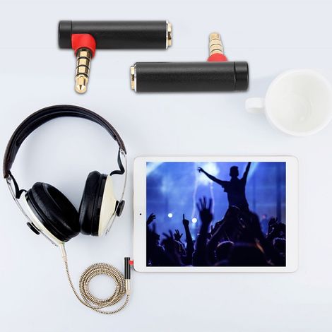 Adaptateur Audio 3.5mm Mâle vers Femelle Angle Droit - Câble Jack Stéréo Noir - 2 Pièces (1/5)