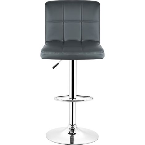 Haloyo Lot de 4 Chaises de Bar en similicuir,Chaises Hauts avec Dossier et Repose-pieds, Hauteur Réglable, Rotatif sur 360°,Pied Chromé,gris foncé (1/5)