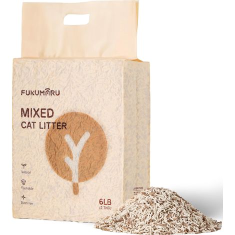 Litière agglomérante pour Chat au Tofu de 2,7 kg, sans poussière, Non parfumée, jetable, Naturelle, légère et à Faible Suivi, granulés de Bois de Pommier, contrôle des odeurs 24h/24, 7j/7 (1/5)