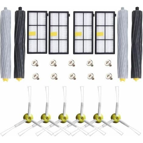 Kit d'accessoires de pièces de rechange pour iRobot Roomba 800 900 805 850 851 860 865 866 870 871 880 885 890 891 896 960 966 980 Robot Aspirateur + 4 rouleaux + 4 filtres HEPA + 6 brosses latér (1/5)