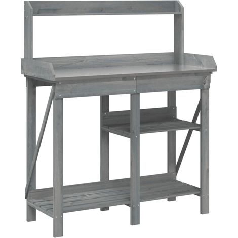 Banc d'intérieur,Banc de rempotage avec étagères gris bois massif de sapin CFW65722 (1/5)