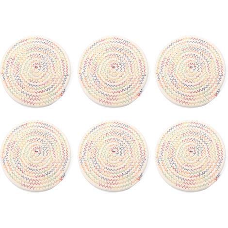 Dessous de verre tissés à la main, absorbants, ronds, résistants à la chaleur, ultra-absorbants, gris clair (1/5)