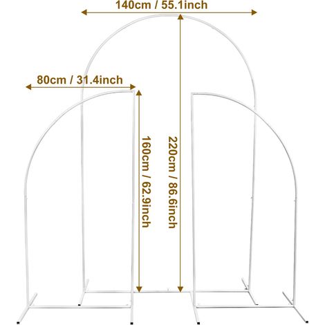 Lot de 3 portants blancs pour arche de mariage – Style 1 – Support de scène pour cérémonie, fête, réception, anniversaire