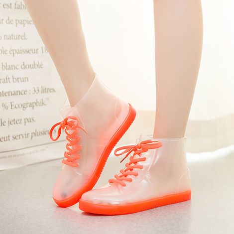 Bottes De Pluie Pvc Transparentes - Imperméables Et Antidérapantes - Pour Extérieur Et Jardinage - Taille 35 Orange (1/5)