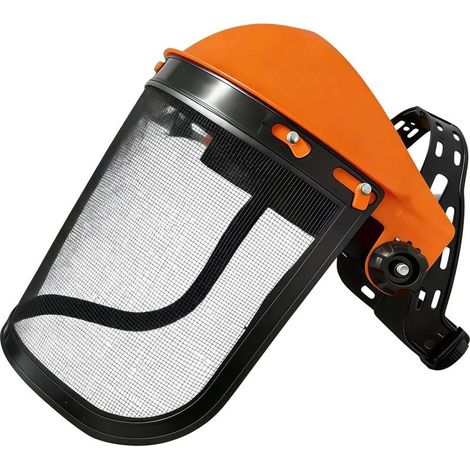 Protection contre la tronçonneuse,orange,avec visière en maille métallique Bonne ventilation Bandeau réglable durable Léger pour les travaux en extérieur (1/5)