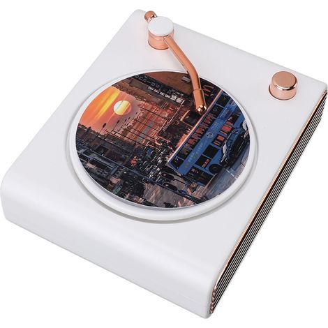 Enceinte Bluetooth Rétro Vintage Platine Vinyle Tournante 1200 mAh Recharge USB Nomade Sans Fil (1/5)