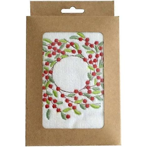 Serviette de toilette brodée de Noël - Serviette nettoyante pour le visage raffinée - Cadeau de Noël original pour la maison (Motif couronne)-60X38CM (1/3)