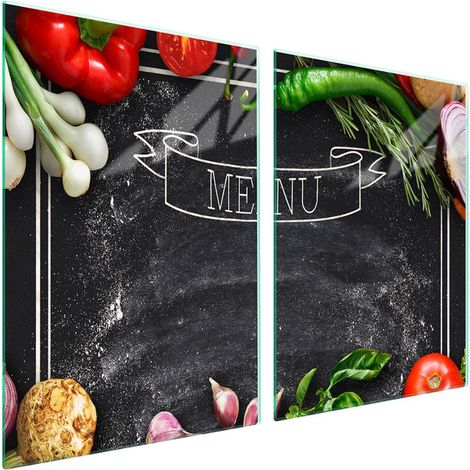 Plaque de protection en verre pour poêle 2x45x52 Légumes (1/5)