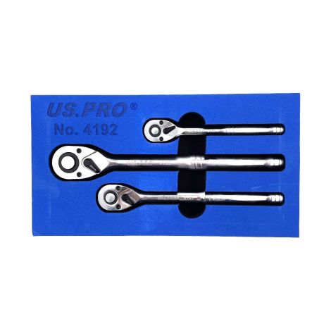 US PRO RATCHET SET 3PC REVERSIBLE QUICK RELEASE 1/4"" 1/2"" 3/8"" 4192 (1/5)