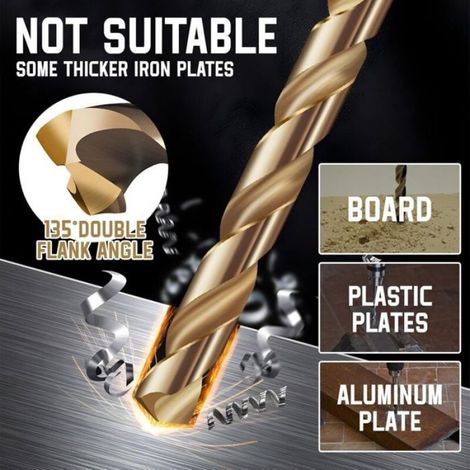 Foret - Acier Rapide Revêtu Titane - Pour Bois Plastique Métaux - 1 5 mm À 6 5 mm - 26 Pièces (1/4)