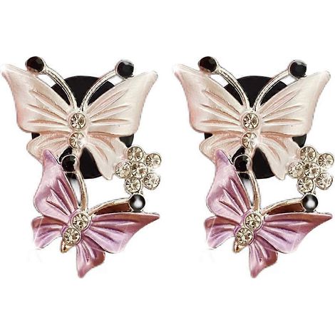 2Pcs Clip Diffuseur Parfum Auto Papillon Strass Accessoire Voiture Ventilation Décor Cristal Rafraîchissant Habitacle (1/5)