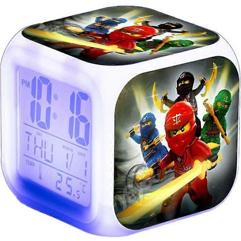 Réveil numérique LED Tortues Ninja, veilleuse 7 couleurs, lampe décorative pour chambre, affichage de l'heure, de la température, de l'alarme et de la date, cadeau pour enfants