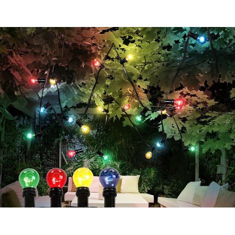Guirlande lumineuse 4,7 m avec ampoules colorées IP44 pour décoration extérieure et événements
