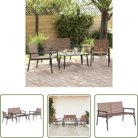 Garten Stühle - Garten Essgruppe 4 pcs Braun Poly-Rattan (1/5)
