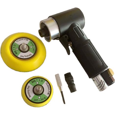 Ponceuse Excentrique Pneumatique - 15000 Tr/Min - Angle Droit 90° - Tampons 50 mm et 76 mm - Outil de Ponçage et Polissage pour Bois Métal Plastique