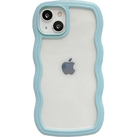 Étui iPhone 13 Bleu, Coque Vague Ondulée Esthétique Mignonne pour Femme Homme, Protection Transparente Anti-Chocs Silicone Souple Résistante (1/5)