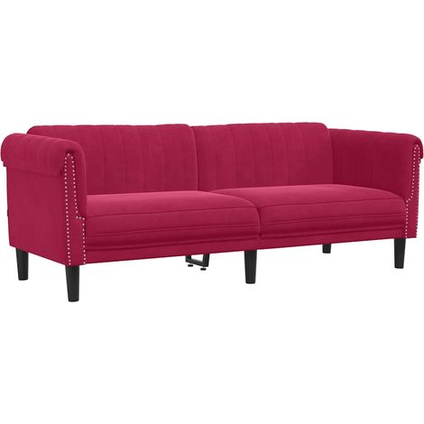 Canapé Sofa à 3 places rouge bordeaux velours