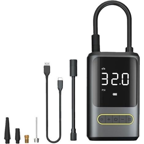 Pompe à Air Portable de Gonfleur de Pneu de 150PSI avec Manomètre Numérique, Batterie de 4000 MAh sans Fil pour Voitures, Pneus de Moto, Matelas à Air, Cercle de Natation, Pompe (1/5)