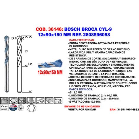 Bosch Zylinderbohrer 12x90x150 mm 2 608 596 058
