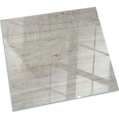 Plaque de protection de sol en verre pour cheminée ou poêle moderne anti-chaleur et étincelles Texture bois clair Carrée 50x50 cm (1/5)