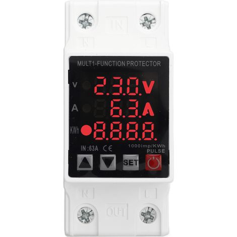 RASTKY Digitaler Überspannungsschutz, intelligente Anpassung für Elektrogeräte, effektiver Schutz für verbesserte Spannung, AC 220 V, 63 A
