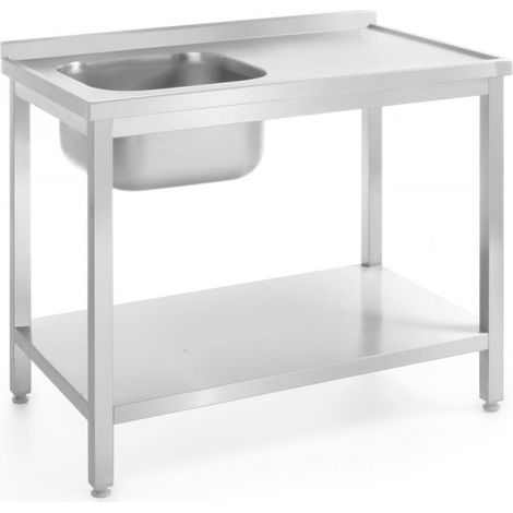 Table d'évier avec étagère - vissée, profondeur 700 mm - 700x1000xH870 mm - Ref 812945 - Hendi