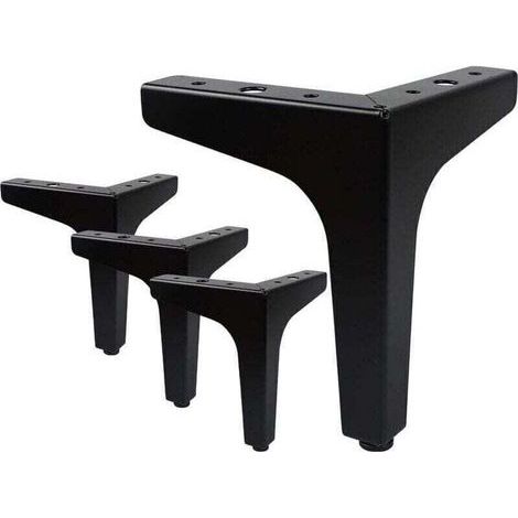 Lot de 4 Pieds de Meubles Charge Jusqu'à 600 KG, Pied de Table Modernes en Métal en Forme de Triangle, Pied Meuble Épingle pour Placard, Canapé, 4 Protège Pieds, Noir(15cm) (1/4)