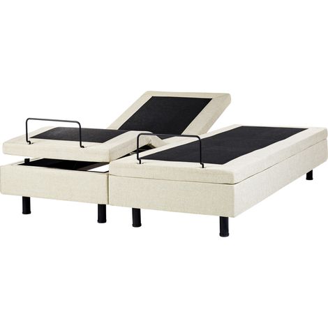 Cama articulada eléctrica moderna mando a distancia ajustable sin cabecero poliéster beige 160 x 200 cm Duke II