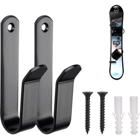 2 pièces Support Mural pour Snowboard, Support Horizontal pour Snowboard, Support Mural pour Ski, Mural Conception Cintre Rangement pour Planches Ski pour la Maison et Le Garage (1/5)